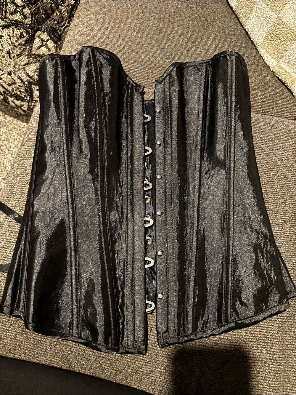 ⭐️Black Satin Corset Top S/M NWOT